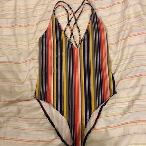 Forever 21 Striped Strappy Bodysuit - Medium